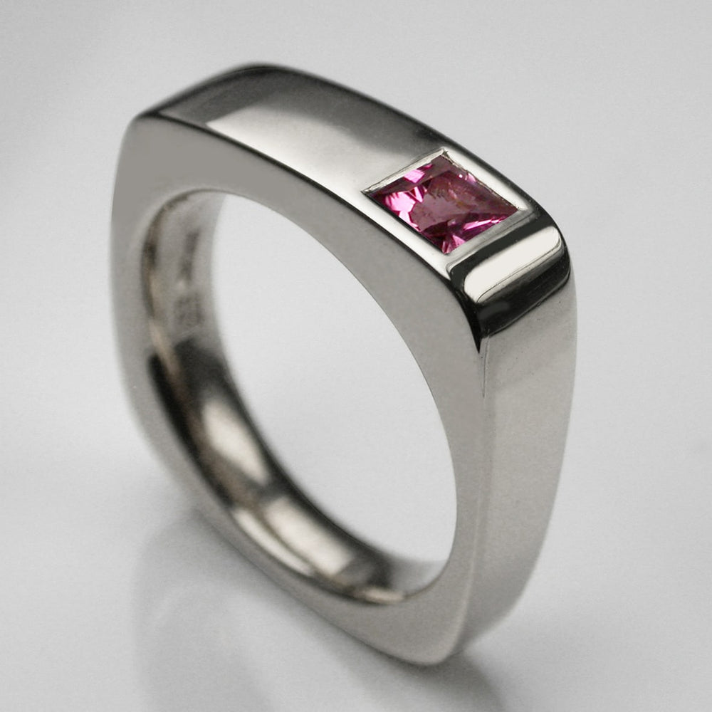 Jump 4 Ring in Silver with Pink Tourmaline, Size H