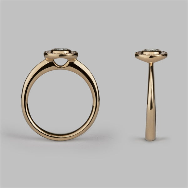 Halo 4 Round Cluster in 14ct Rose Gold with Ruby & Diamond, Size L