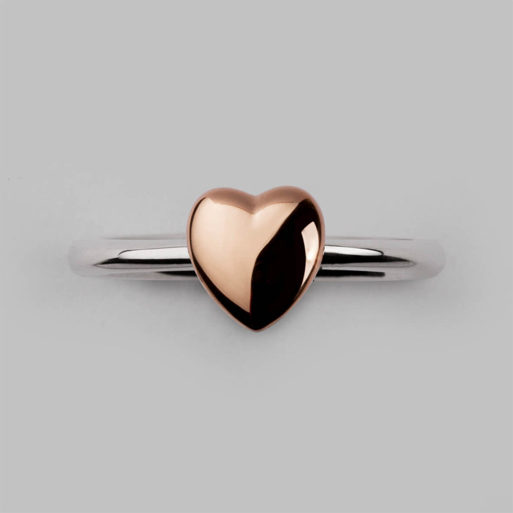 Heart Halo Ring in 14ct Rose Gold & Silver, Size F