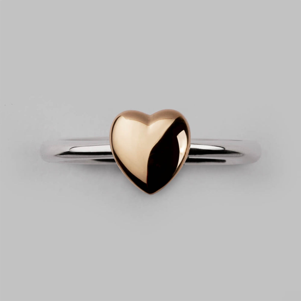 Heart Halo Ring in 14ct Yellow Gold & Silver Size H