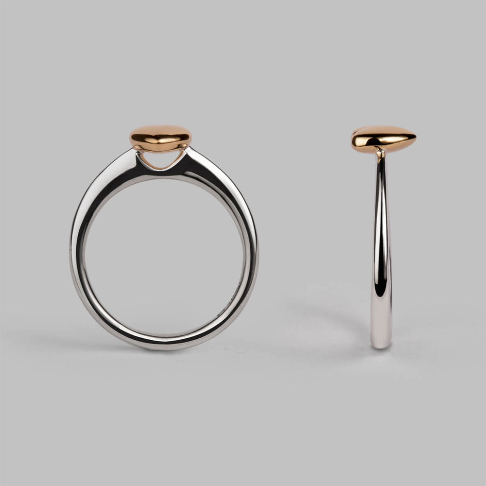 Heart Halo Ring in 14ct Yellow Gold & Silver Size H