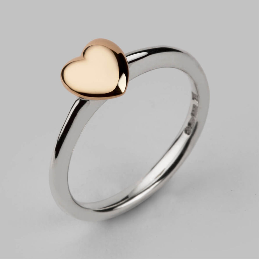 Heart Halo Ring in 14ct Yellow Gold & Silver Size H