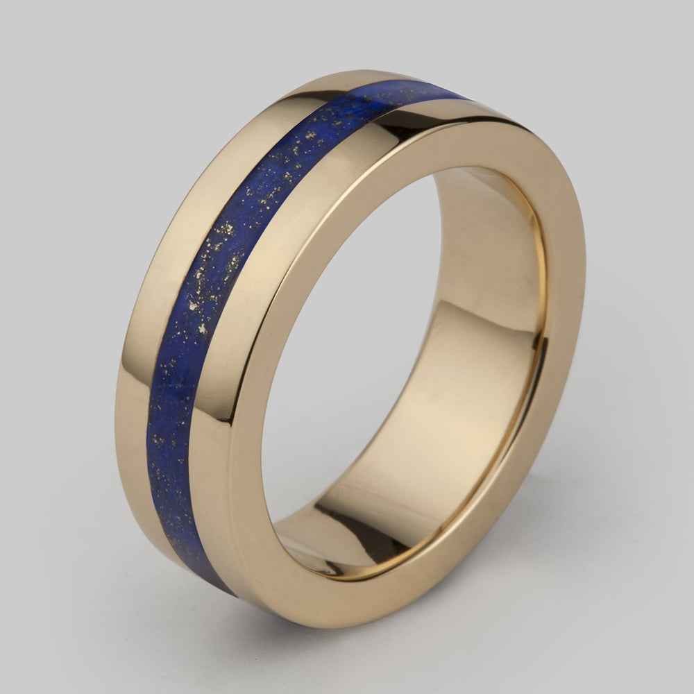 Stone Geo Ring in 14ct Yellow Gold with Lapis, Size X