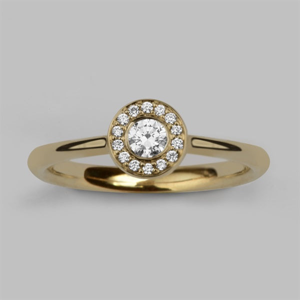 Halo 3 Ring in 9ct Yellow Gold with Diamond, Size K1/2