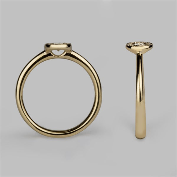 Halo 3 Ring in 9ct Yellow Gold with Diamond, Size K1/2