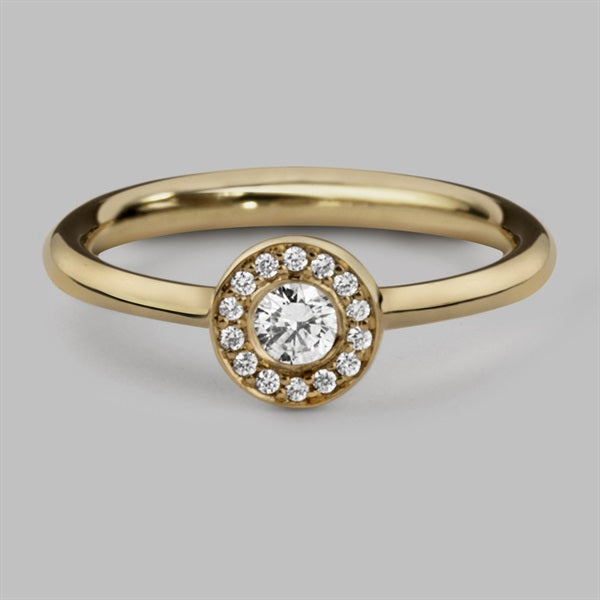 Halo 3 Ring in 9ct Yellow Gold with Diamond, Size K1/2