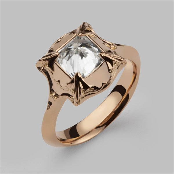 Faerie Ring in 18ct Rose Gold with Moissonite, Size K