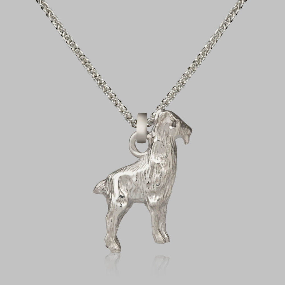 Large Goat Silver Necklace in Silver