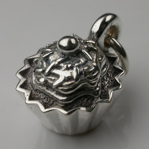 Cupcake Silver Charm