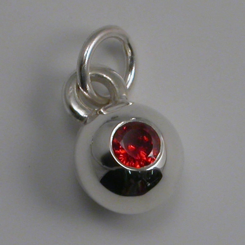 Ball & Stone Sterling Silver Charm with Garnet