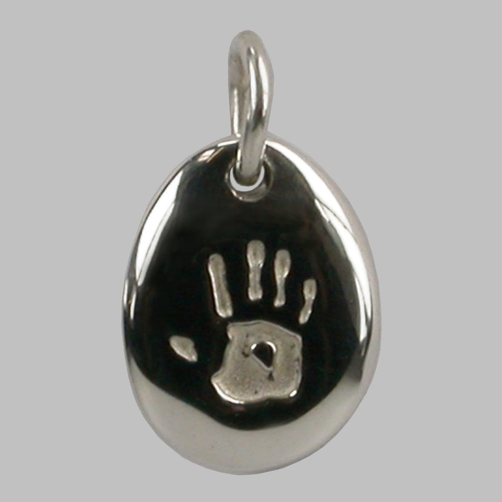 Handprint Pebble Sterling Silver Charm