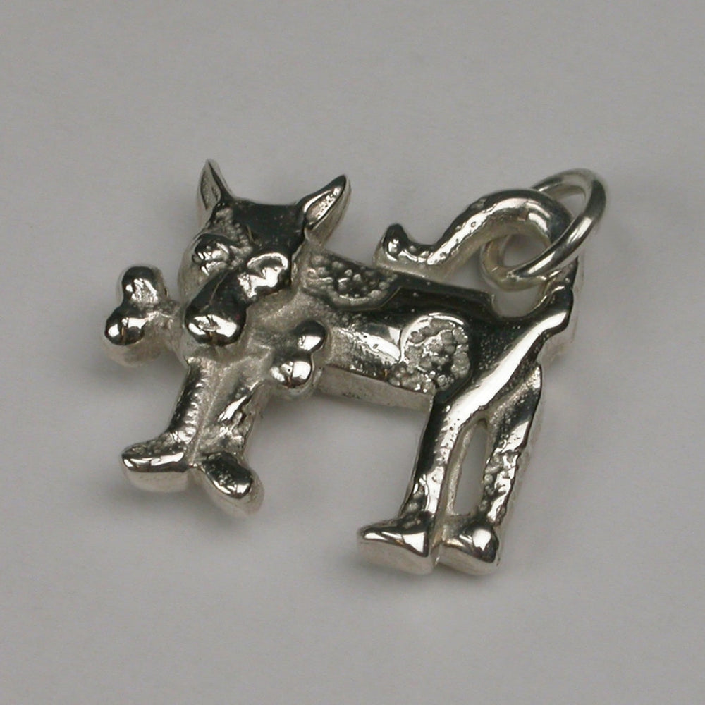 Dog & Bone Charm in Silver