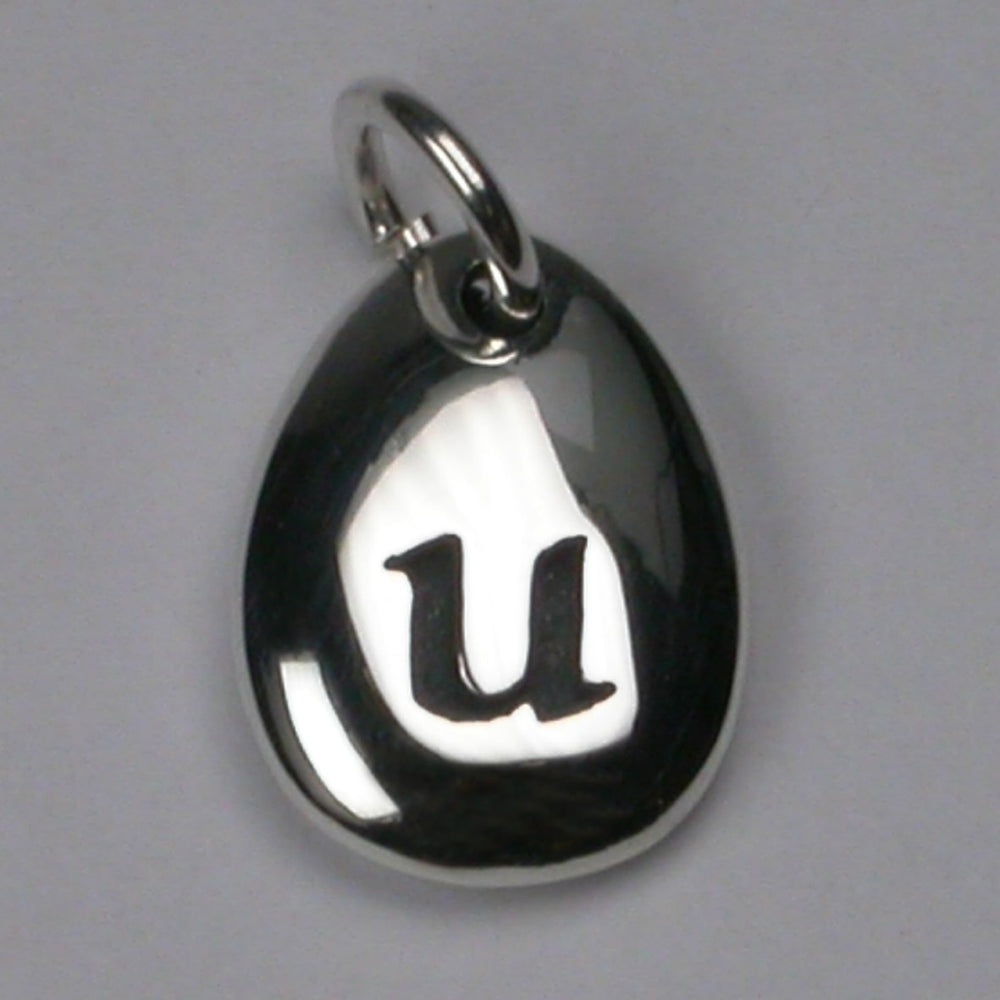 Silver Alphabet Charm - u
