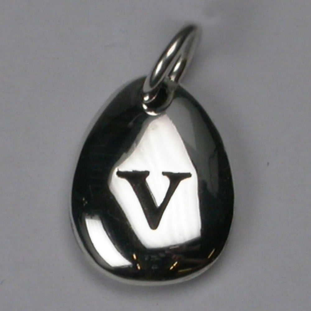 Silver Alphabet Charm - v