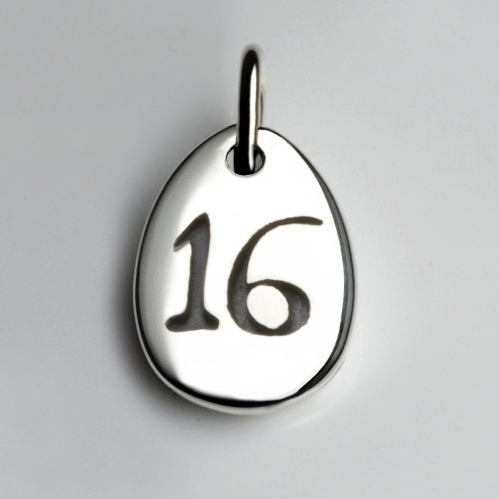 Silver Number Charm - 16