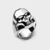 Large Carved Skull Ring in Sterling Silver