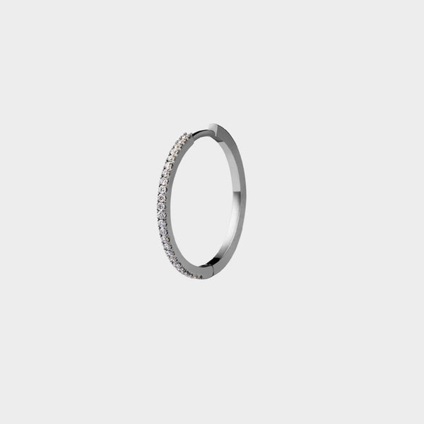 Large Micro Pave Hoop Earring (Single) 20Mm O/D