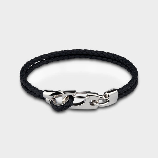Leather Snap Twist Bracelet in Sterling Silver