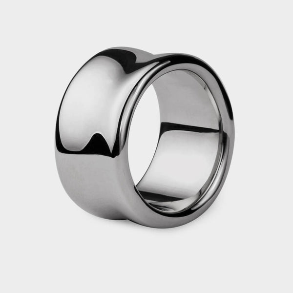 close up of a silver Liquid Extra Wide Ring