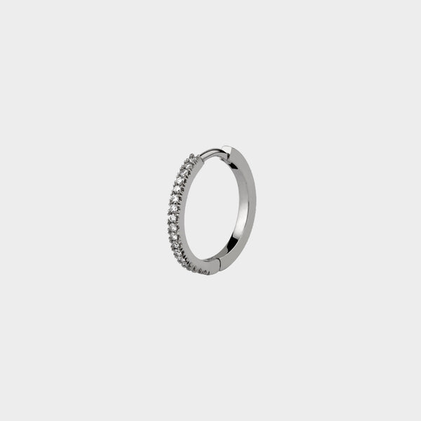 Pavé Diamond Hoop Earring Medium in Platinum