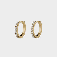 small pavé yellow gold and diamond hoop earrings.