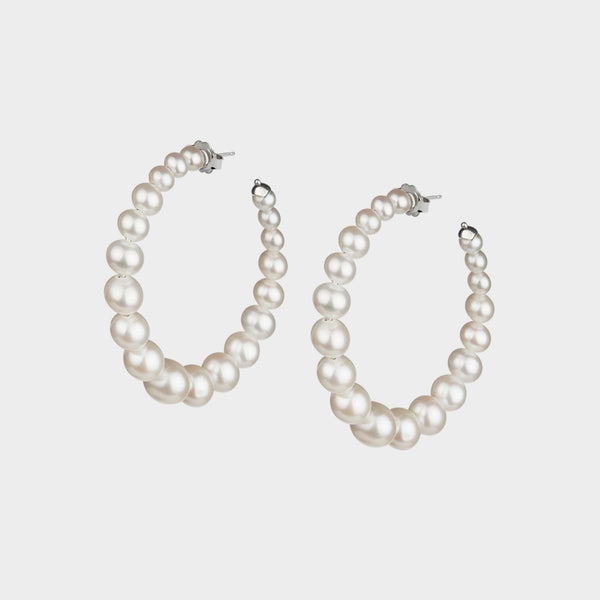 Colette Pearl Hoop Earrings in Sterling Silver