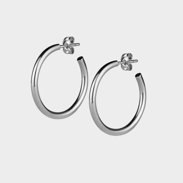 silver Medium Twistio Hoop Earrings