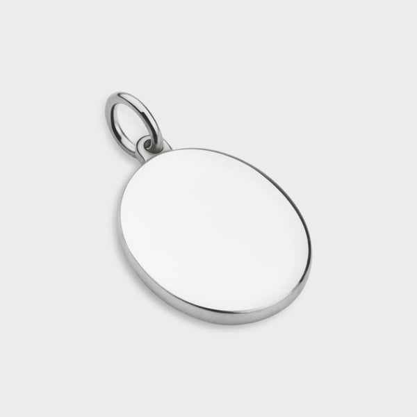 a silver Oval Disc Charm (For Engraving)