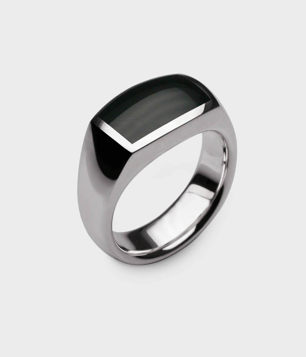 Inlaid Oxford Signet Ring in Platinum - Custom Option