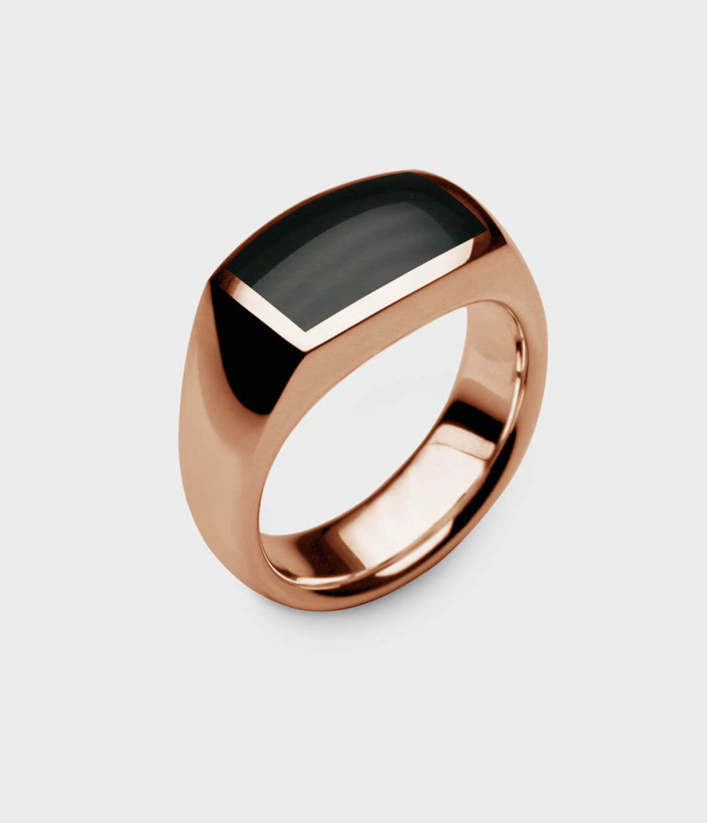 Inlaid Oxford Signet Ring in 18 Carat Rose Gold - Custom Option