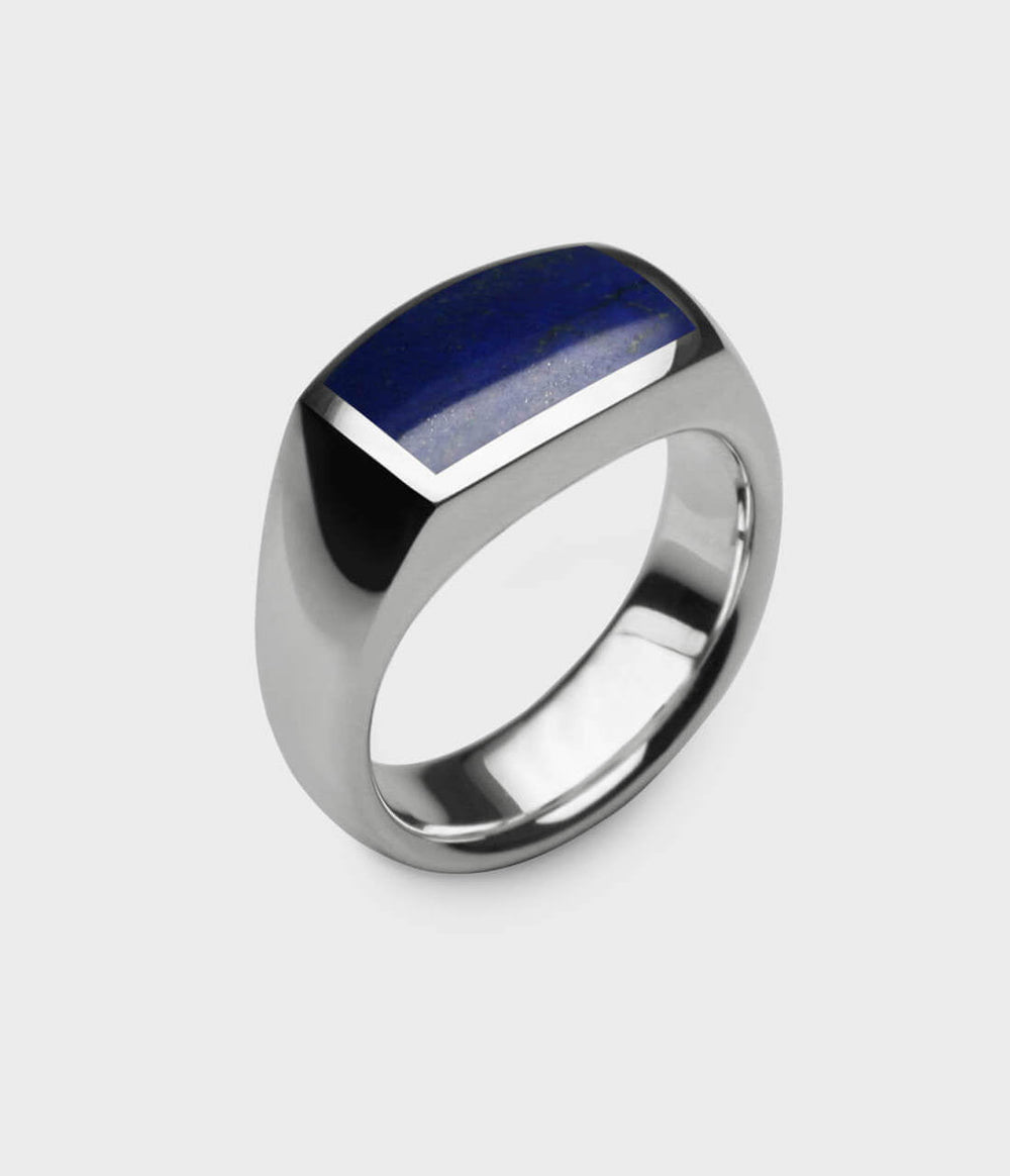 Inlaid Oxford Signet Ring in Sterling Silver