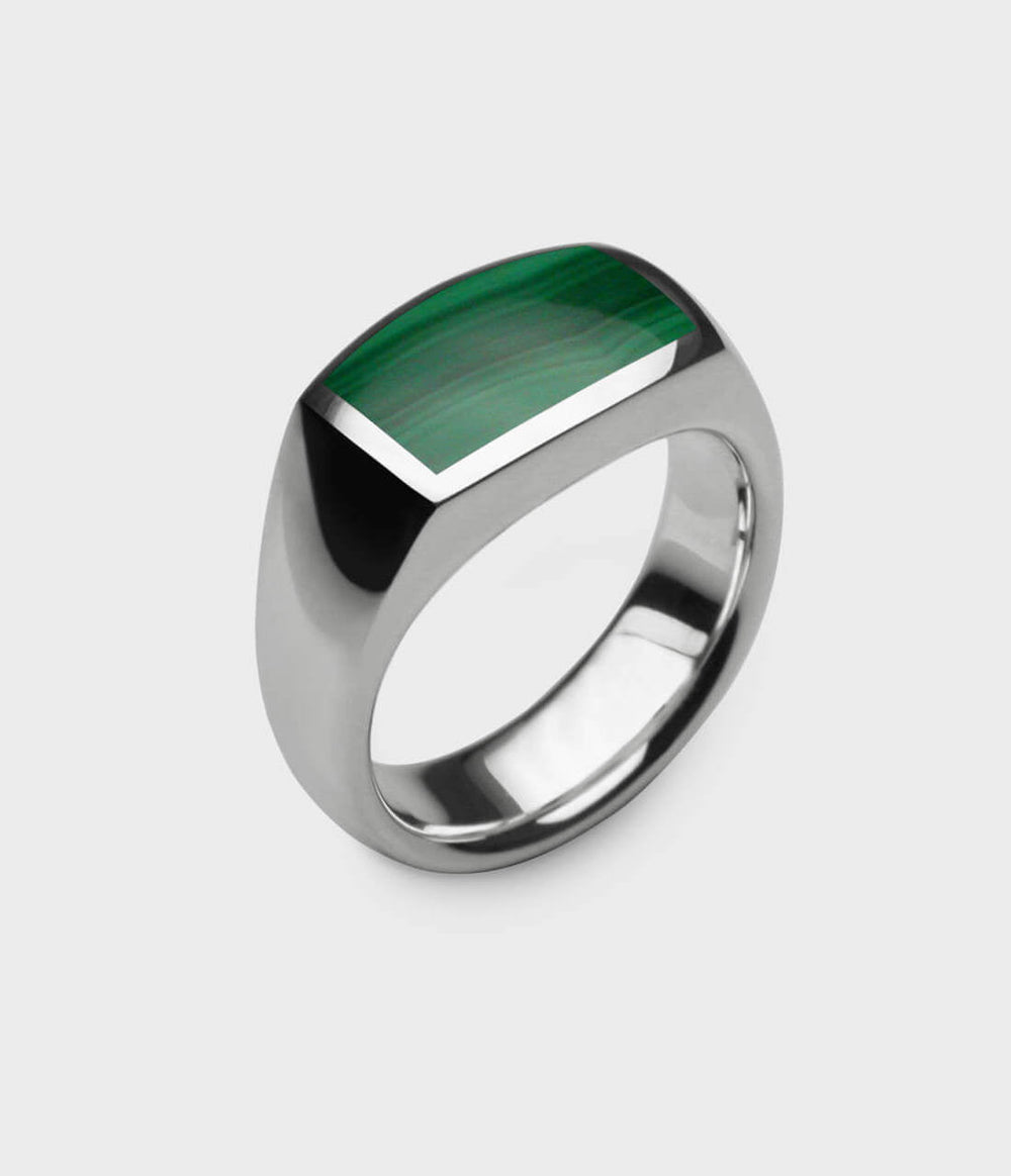 Inlaid Oxford Signet Ring in Sterling Silver