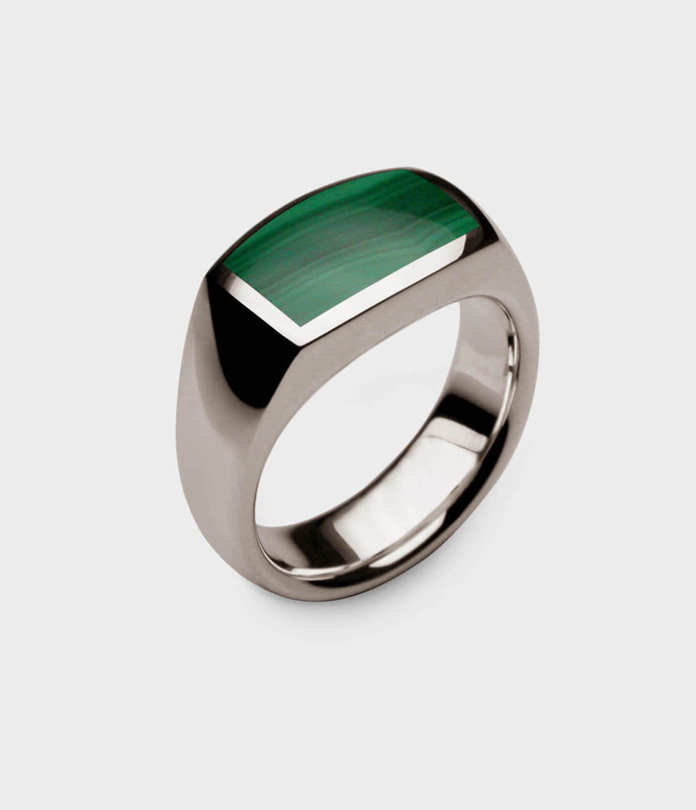 Inlaid Oxford Signet Ring in 18 Carat White Gold - Custom Option