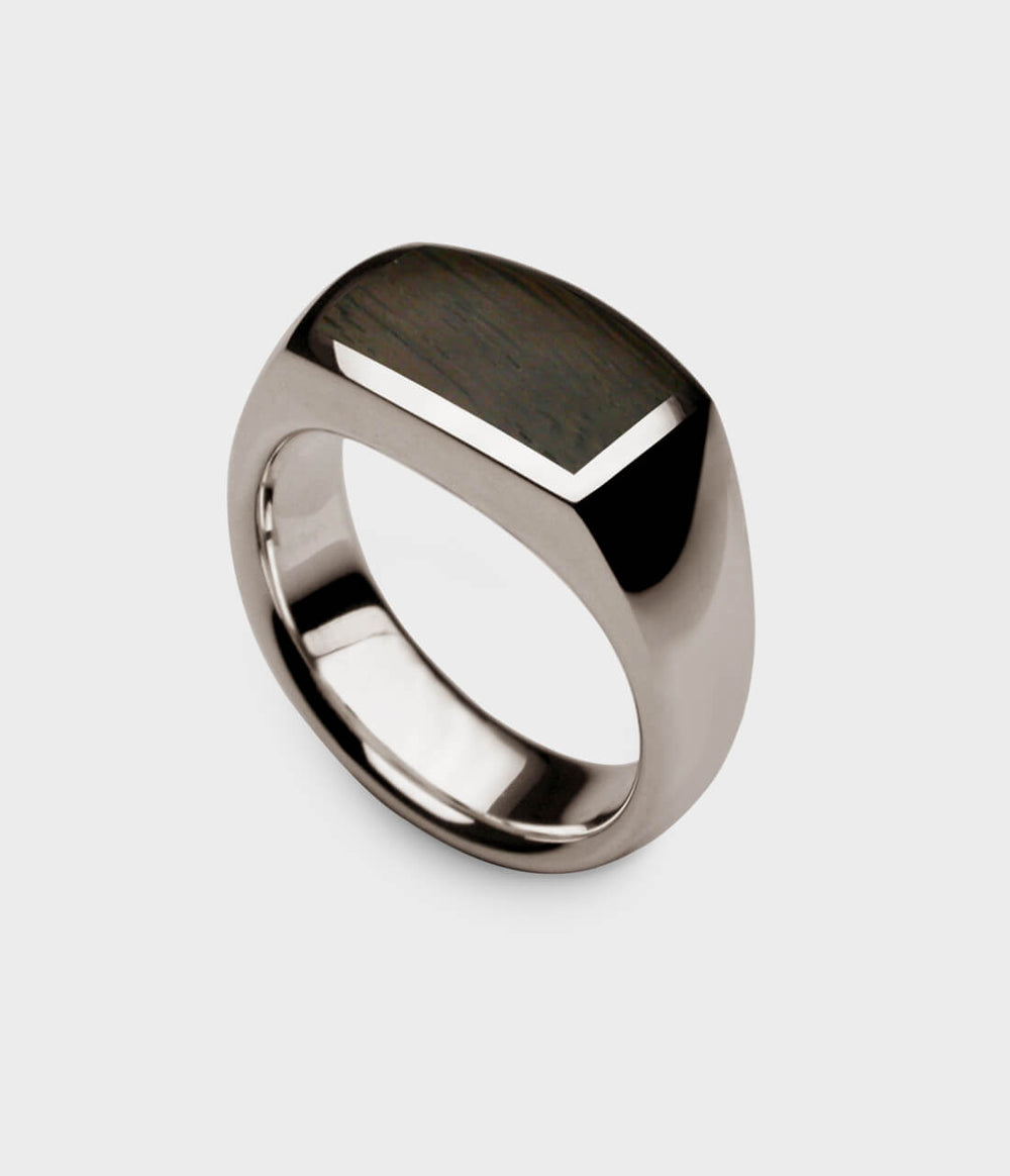 Inlaid Oxford Signet Ring in 9 Carat White Gold - Custom Option