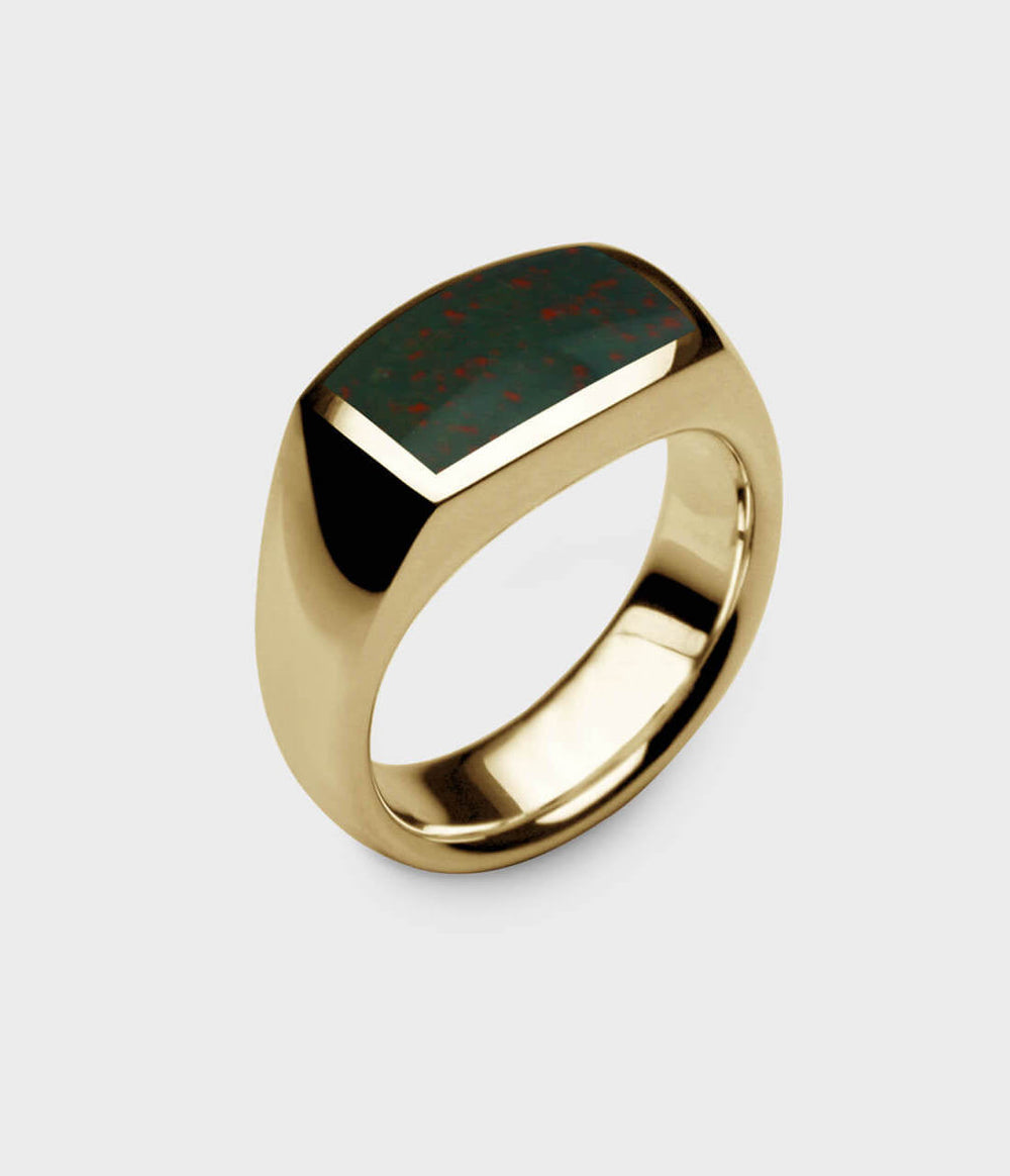 Inlaid Oxford Signet Ring in 18 Carat Yellow Gold - Custom Option