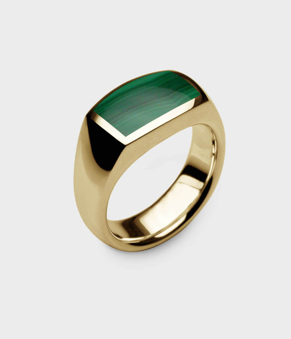 Inlaid Oxford Signet Ring in 18 Carat Yellow Gold - Custom Option