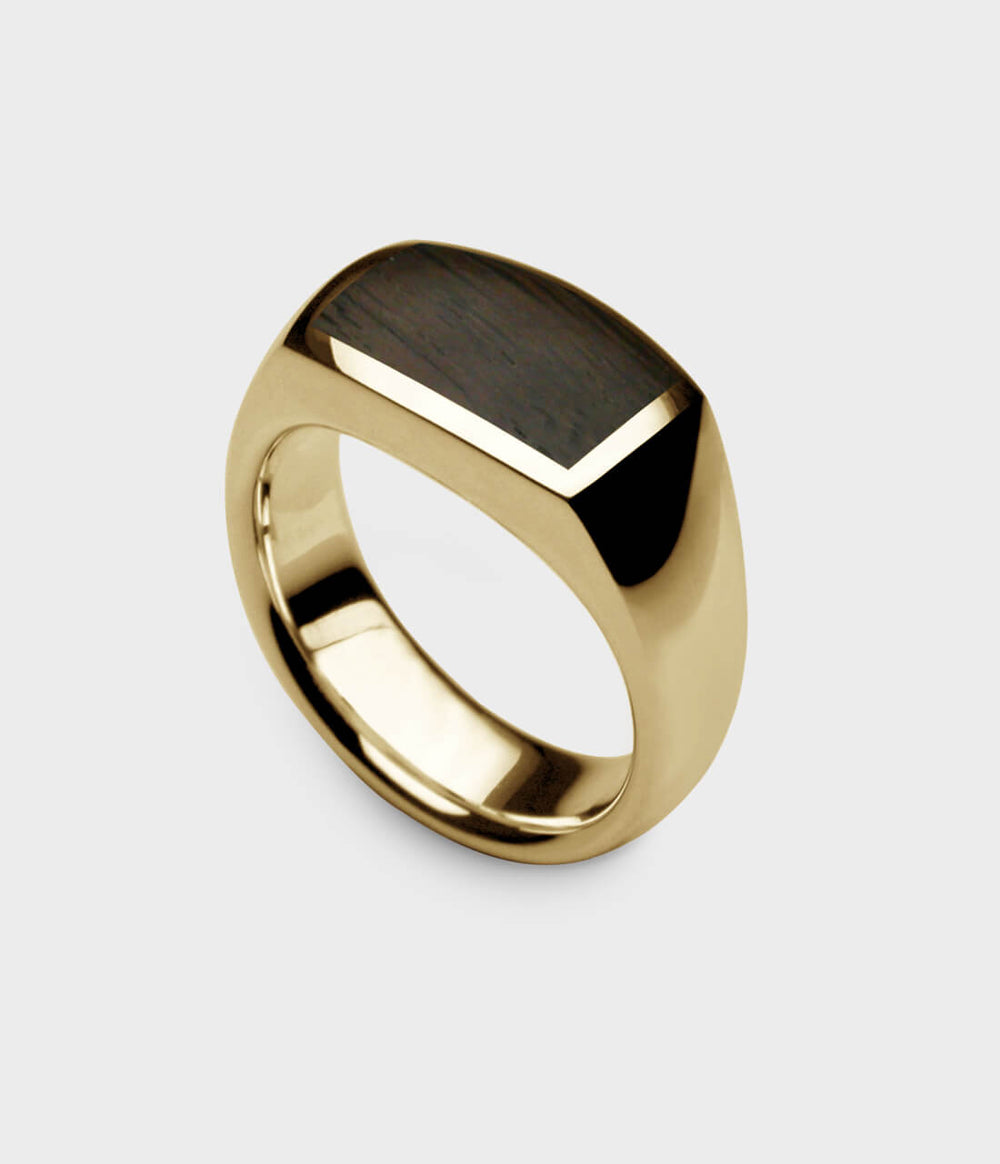 Inlaid Oxford Signet Ring in 9 Carat Yellow Gold - Custom Option