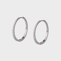 platinum and Pavé Diamond Tapered Hoops