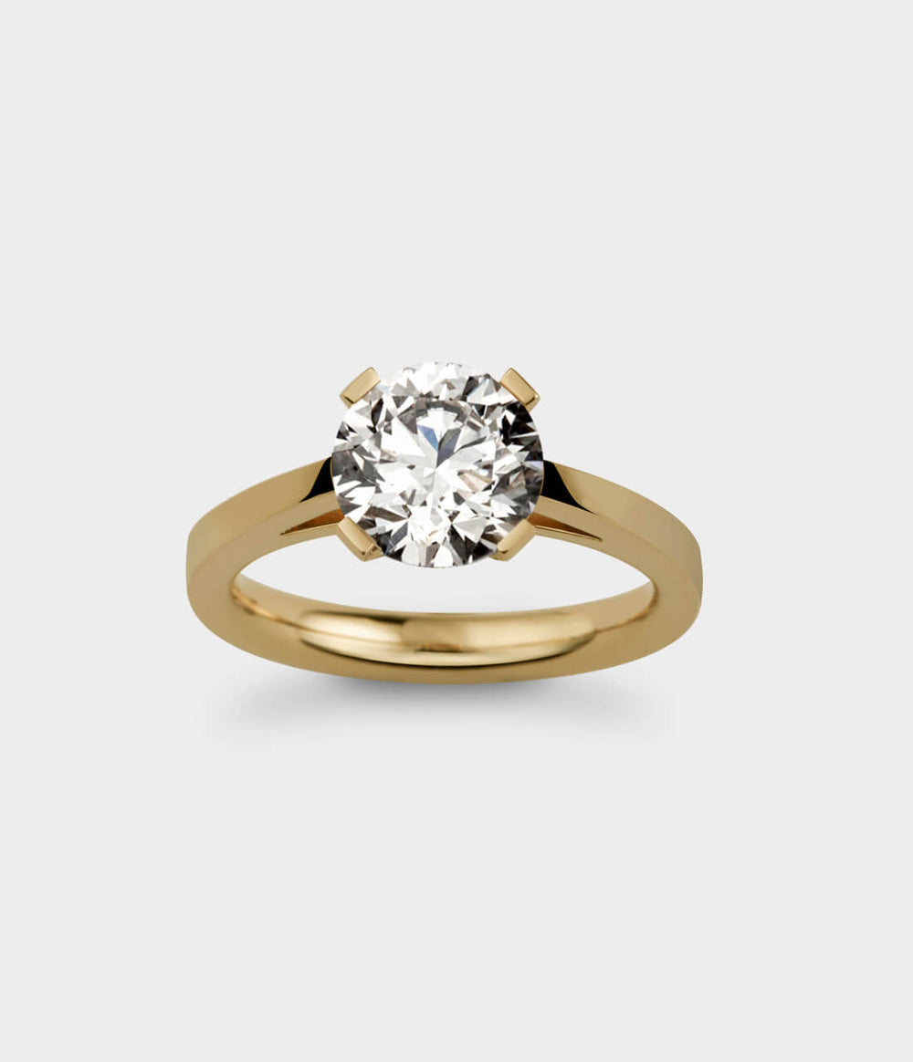 Radiant Light 2 Carat Solitaire Engagement Ring in 18 Carat Yellow Gold - Top View
