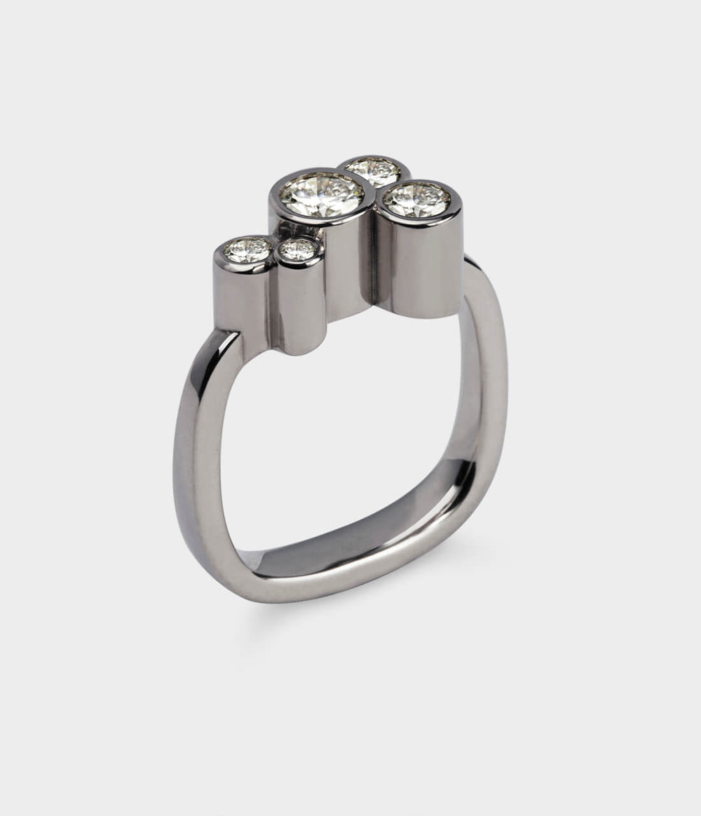 Roundhaus Diamond & Gemstone Ring in Platinum - Custom Option