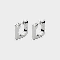 3/4 profile of silver Soho Hoop Earrings