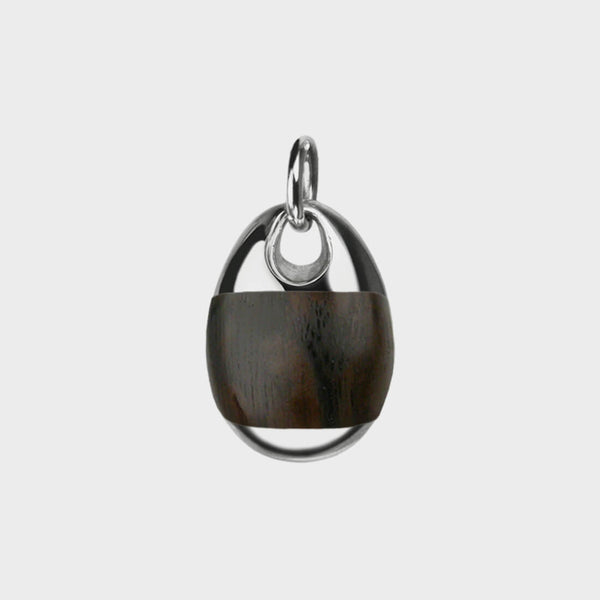 silver and London Oak Pebble Charm Necklace 45Cm