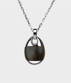 silver and London Oak Pebble Necklace