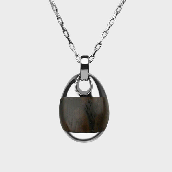 silver and London Oak Pebble Necklace