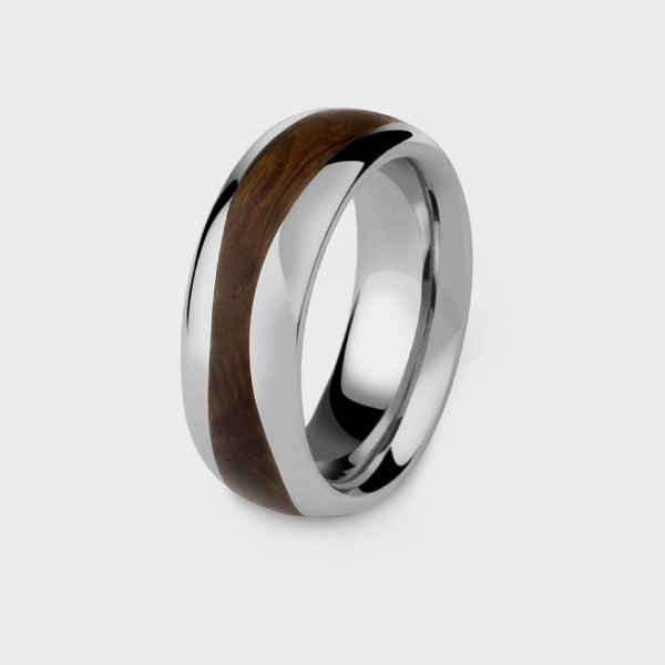 silver and London Oak Wave Ring (8Mm)