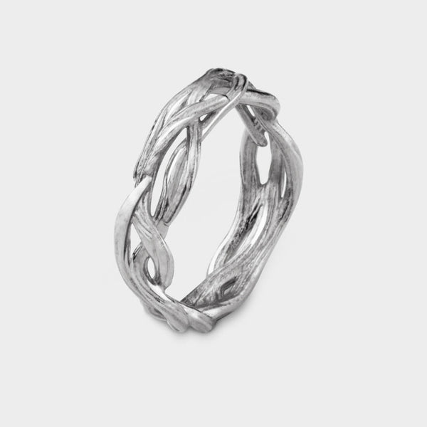 close up of a silver Vine Ring