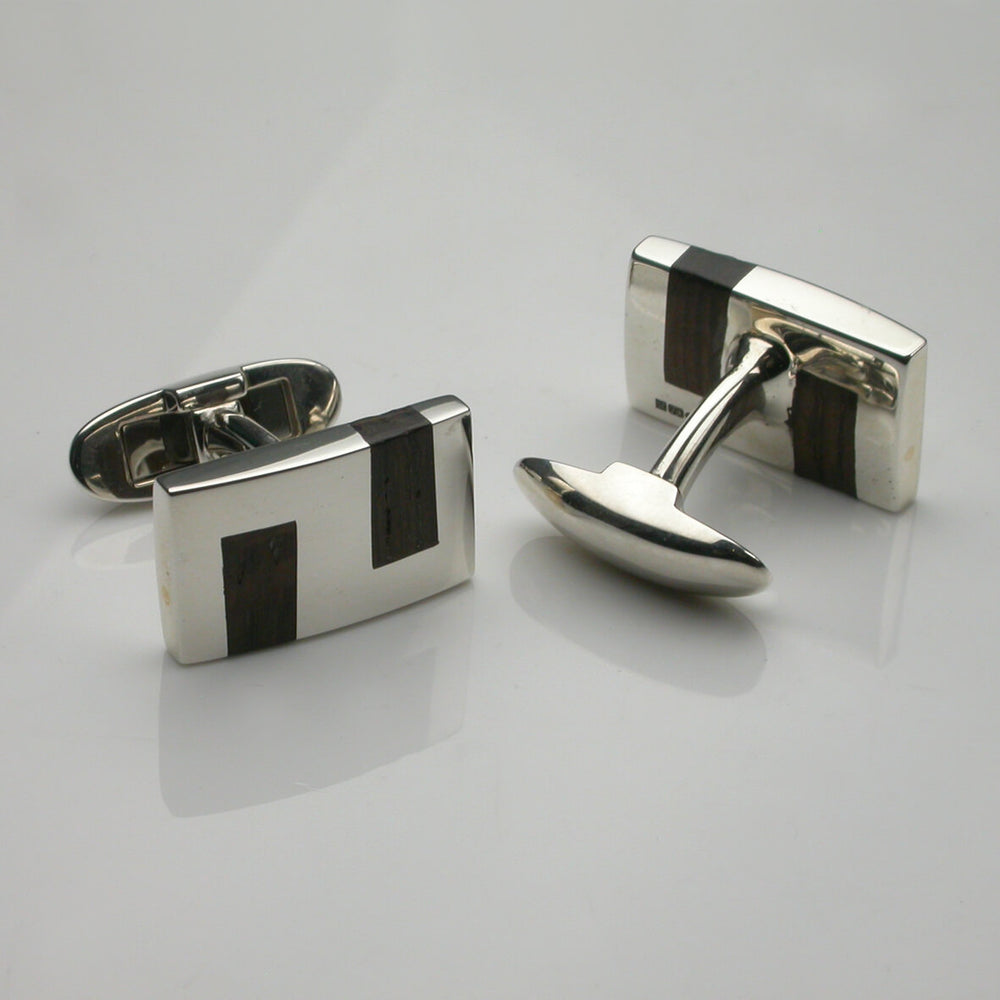 London Oak Tongue & Groove Cufflinks - Silver