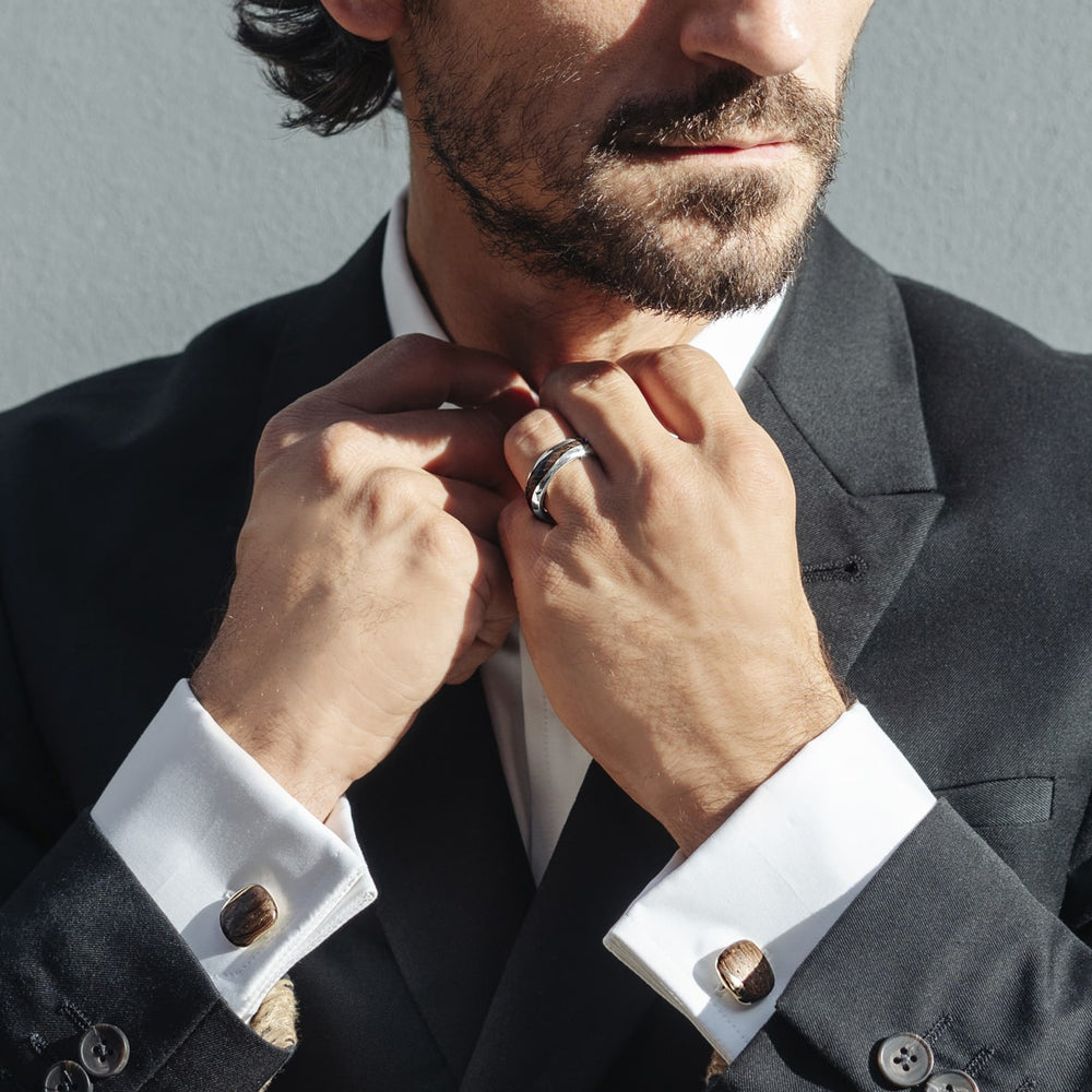London Oak Wave Cufflinks - 9ct Yellow Gold
