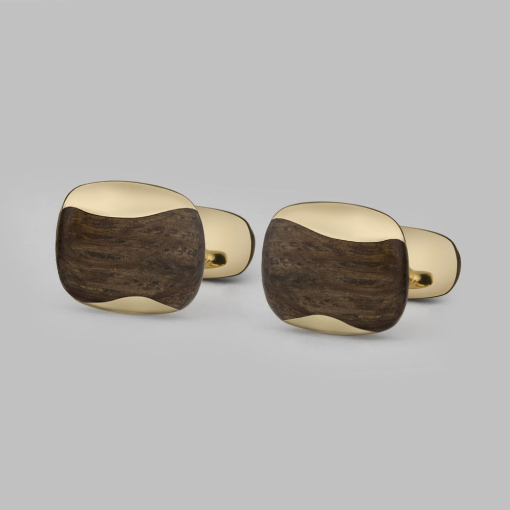London Oak Wave Cufflinks - 9ct Yellow Gold